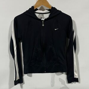 Nike Women's Black Jacket with White Stripes